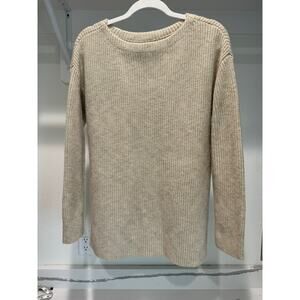 Loft Wool‎ Blend Sweater Women's Beige Size Medium Long Fall Heavy